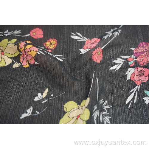 100% Polyester Chiffon Yoryu with Lurex Print Fabric